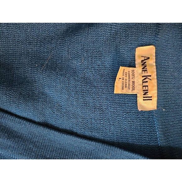 Anne Klein teal blue 100% wool long cardigan.  Size L. - Picture 4 of 4